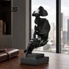 Gold Black White Figurine Abstract Faceless Sculpture, Modern Minimalist Silence Resin Statue, Luxury Light Figure Home Decor for Office