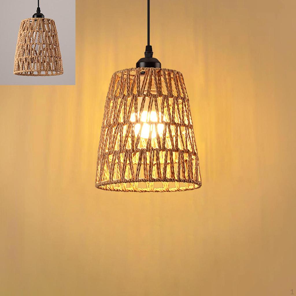 Vintage Design Pendant Lamp Shade Light Cover Paper Rope Woven Rustic Lampshade for Restaurant