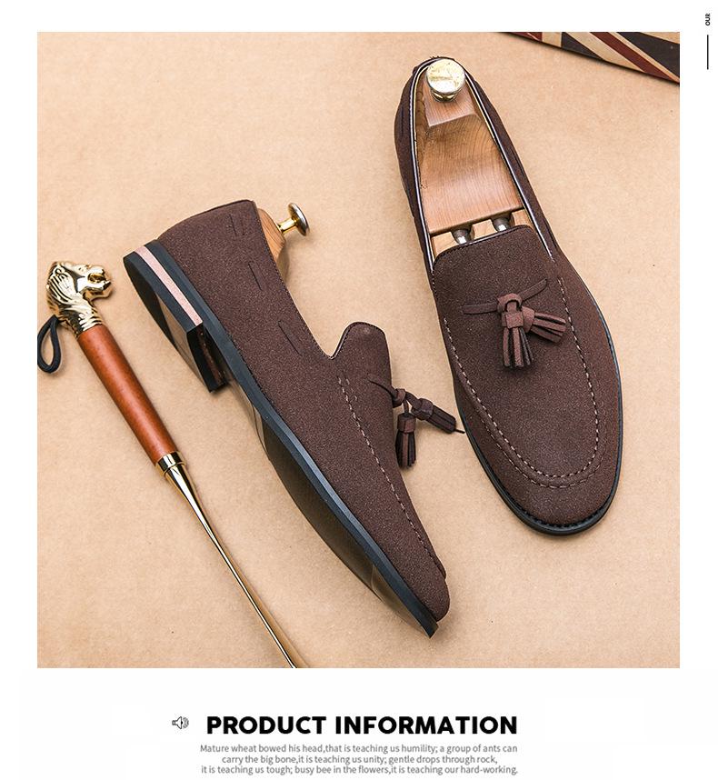 Plus Size Men's Round Toe Leather Slip-On Loafers - Solid Color Retro Moccasins