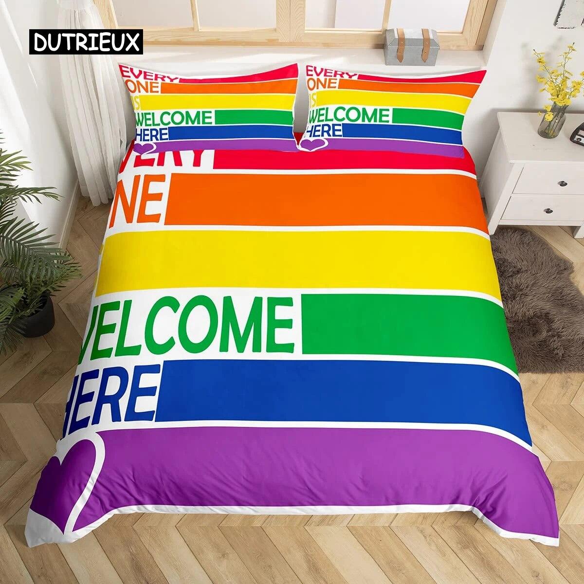 

Love is Love Підодіяльник Rainbow Набір постільної білизни Pride for Love Тема романтичної ковдри Барвистий мультяшний автомобіль Покривало Покривало з трьох предметів EU single(135x200cm)