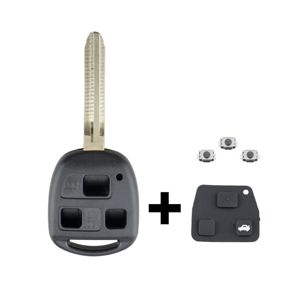 Carcasă de cheie pentru telecomandă pentru mașină cu 3 butoane cu lamă TOY43 / tampon de cauciuc și 3 micro-comutatoare potrivite pentru Toyota