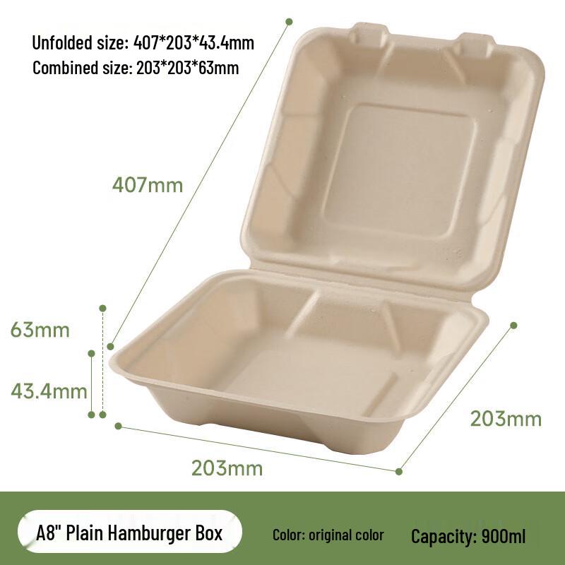 COFLYEE Biodegradable Disposable Hamburger & Takeaway Boxes