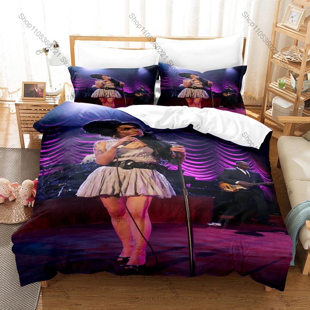 Personality Amy Winehouse Fans Gift Bedding Set New Duvet Cover Pillowcase High Quality Bed Set For Jazz & Soul Music Lovers Ret