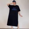 Pure cotton short-sleeved 2026 new summer loose large-size lazy skirt medium and long T-shirt skirt women's split ins dress