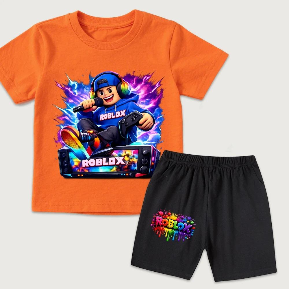 Fashion Funny Cartoon Game Character Printed Women's T-shirt and Shorts 2 Piece Set Summer Casual Outfit for Men's and Women's Clothing