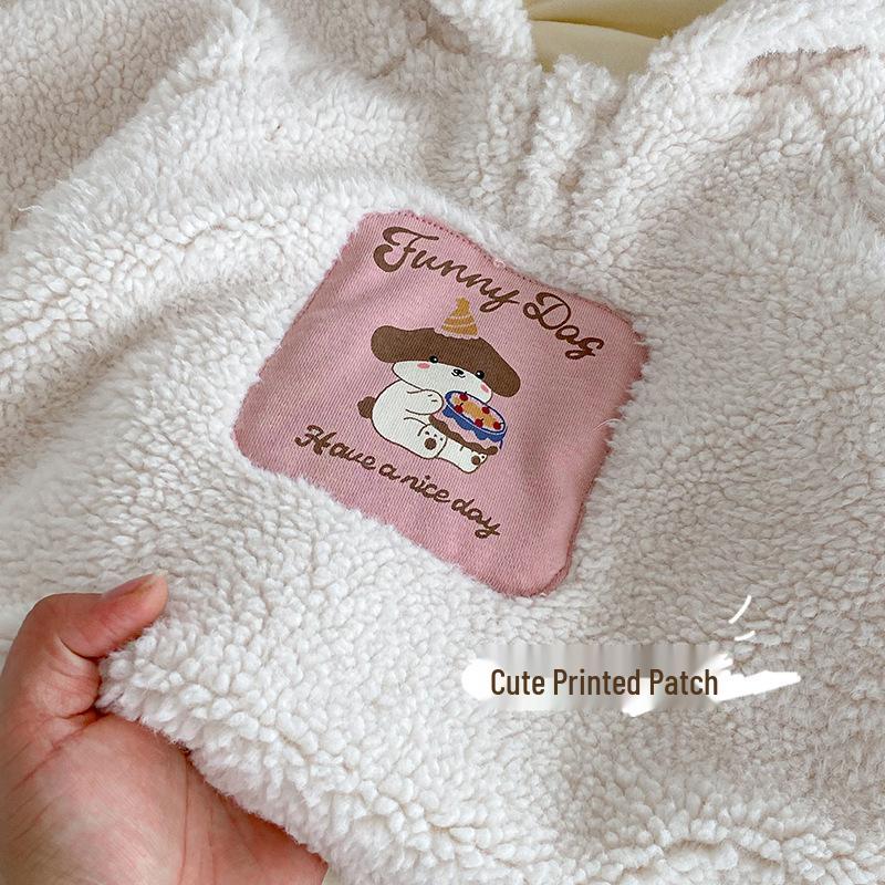 Children's 2025 Winter Hooded Fur Sweater: Cute Girls' Korean Style Thick Pullover with Patch Applique.