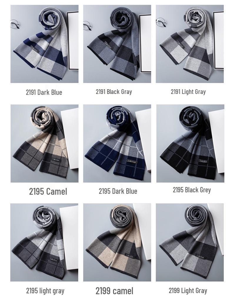2026 New Men's Wool Plaid Scarf – Trendy Knitted Korean Style, Versatile and Warm Winter Accessory