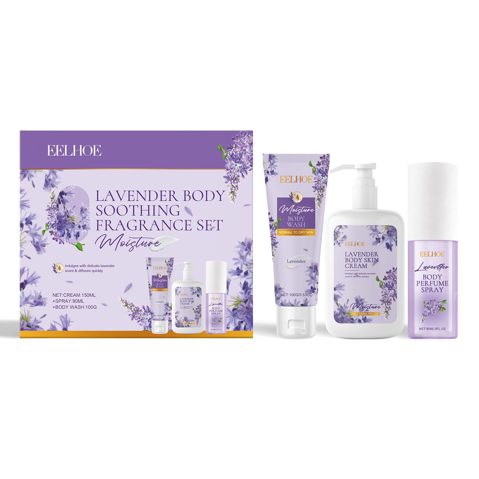 EELHOE Lavender Body Soothing Fragrance Gift Set Gentle Moisturizing Skin Hydrating Skincare Kit