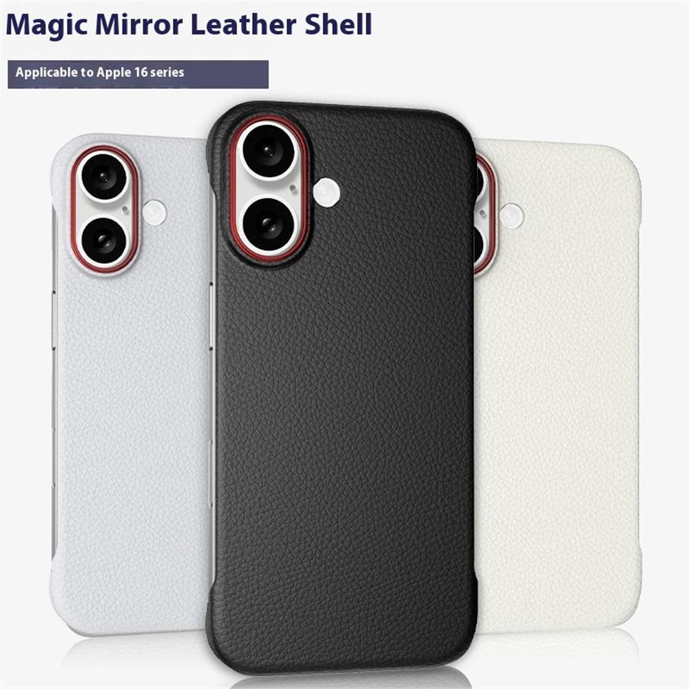 For iPhone 16 Case Borderless Slim Anti Drop Leather Texture PC Phone Back Cover