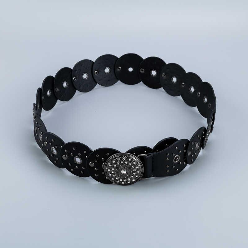 

Vintage Ethnic Rhinestone Rivet Women s Belt – Versatile Western Cowboy/Cowgirl Outerwear Accessory 122 cm чорний