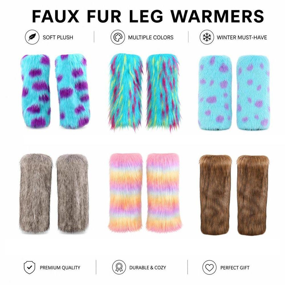 Weiche und flauschige Beinwärmer mit elastischen Öffnungen Pelz-Stiefelmanschetten Cosplay-Accessoires
