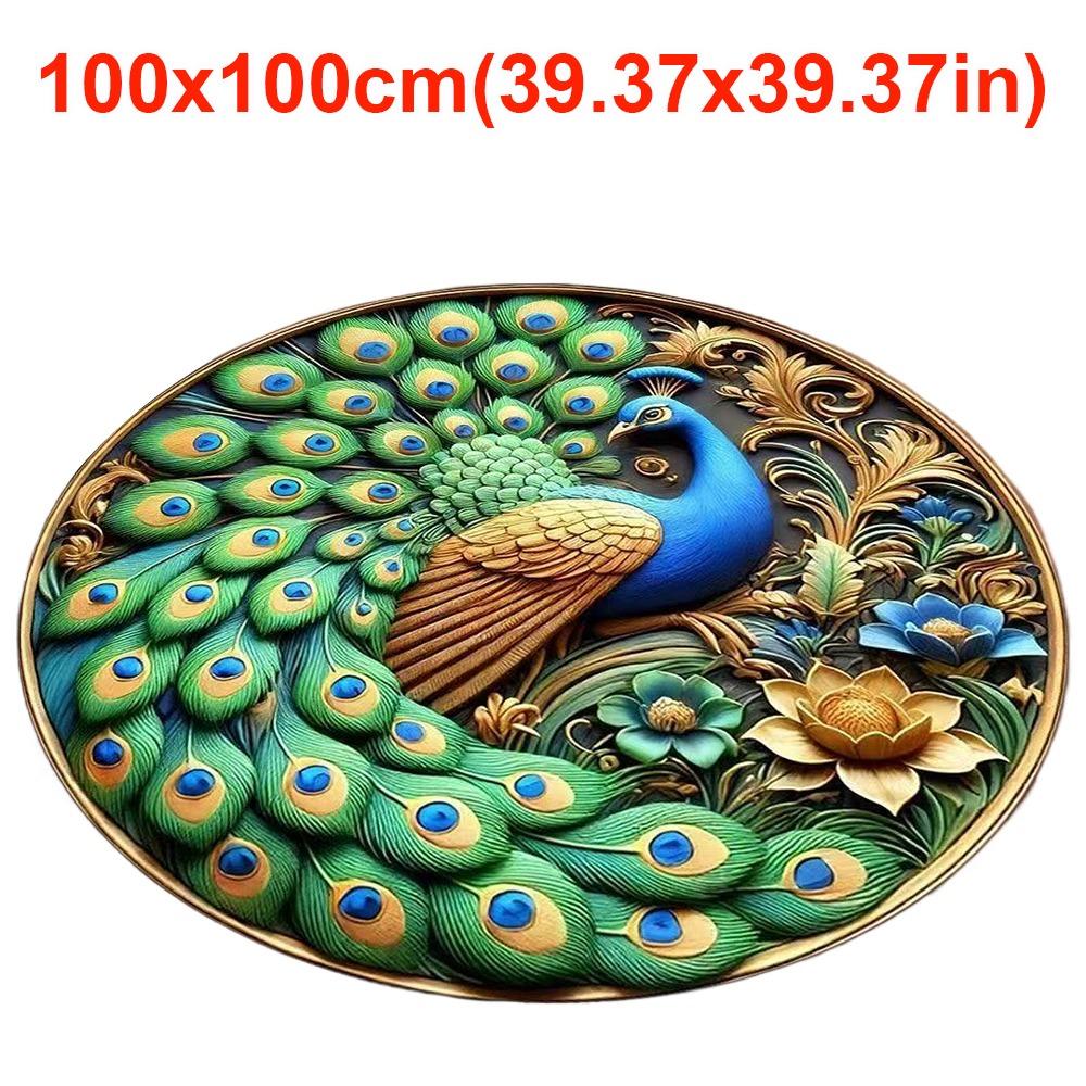 Non-slip Peacock Mat Soft Door Gasket Durable Peacock Carpet  for Living Room Tea Table Bedside