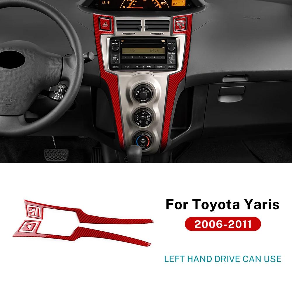 Für Toyota Yaris 2006 2007 2008 2009 2010 2011 Echter Weicher Carbonfaser-Aufkleber LHD Auto Mittelkonsole CD AC Knopf Zubehör