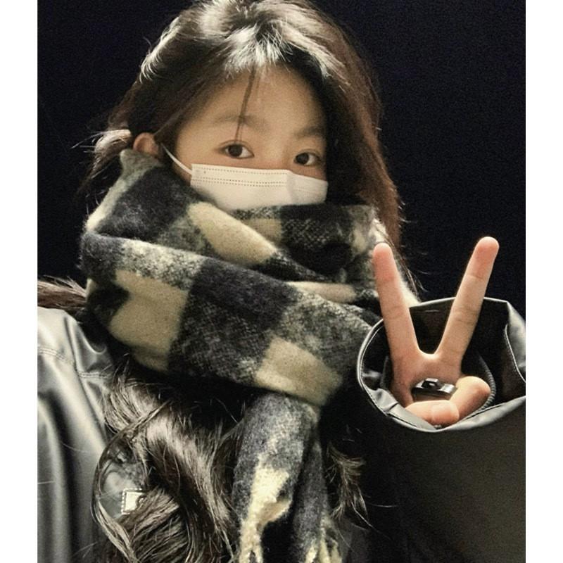 Soft Fuzzy Oversized Scarf Women Winter Warm Thick Acrylic Blend Solid Color Plush Neck Wrap