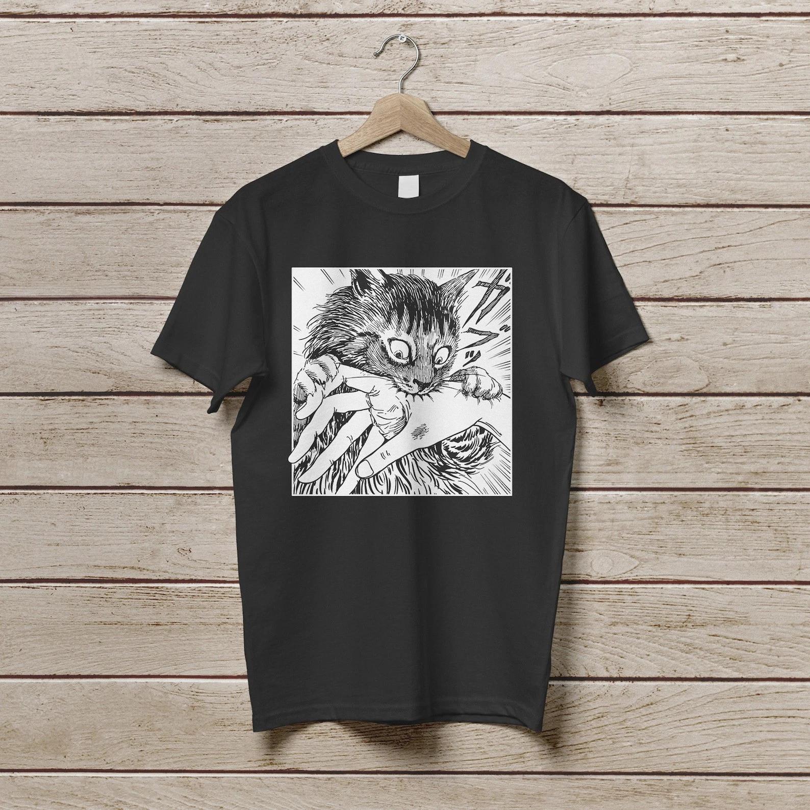 Cat bite shirt, terrifying cat T-shirt, funny cat T-shirt, crazy cat T-shirt, XXXL