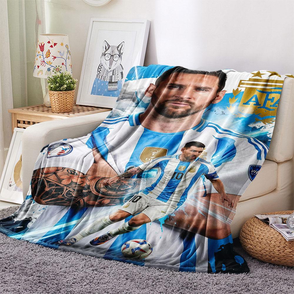 1PC Lionel Messi Patterned Flannel Blanket Suitable For All Seasons for Home Decor Warmth and Comfort Gifts Holiday Present