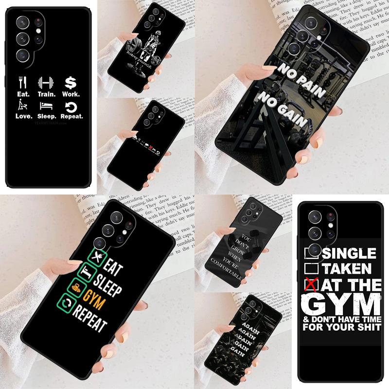 Bodybuilding Gym Fitness Quotes Cell Phone Case for Samsung Galaxy S26 Ultra S25 S24 S23 S22 S21 S20 Note10 Cover