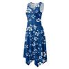 Women's Casual Sleeveless Floral Print Dress Round Neck Irregular Hem Mid-Length Summer Dress Lightweight Comfortable Fabric
