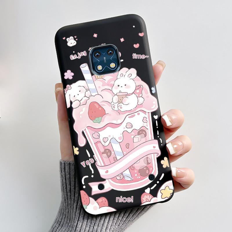 Jelly Color Simple Black Case For Nokia XR20 Popular Little Girl Viral Lucky Pattern Shell With Shockproof Bumper Soft Cover