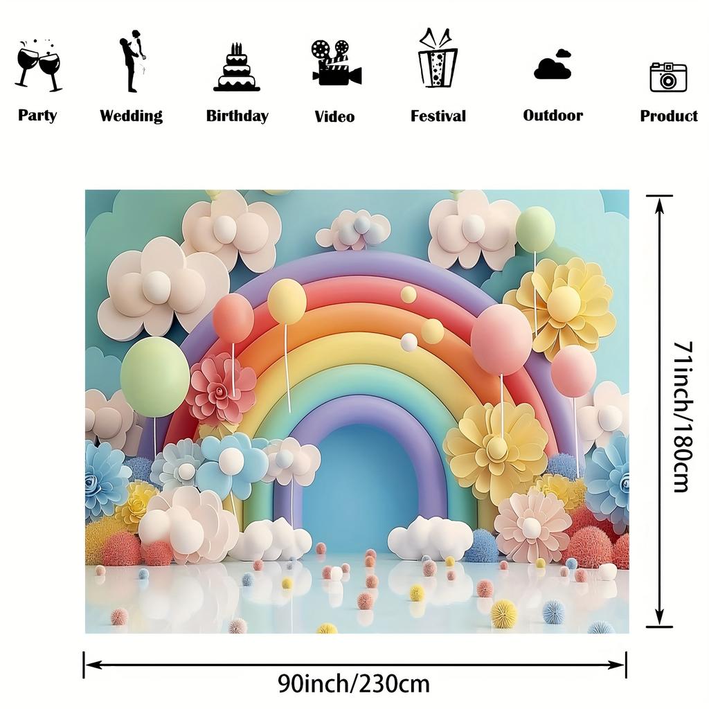 Rainbow Theme Balloon Background Cloth - Multi-Purpose Party Decor for Living Room Photography
