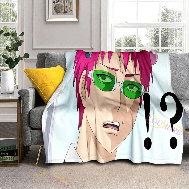 Anime Kusuo Saiki Peeker Customized Blanket Plush Flannel Decoration Bed Home Throw Sofa Blankets Unisex Children Boys Gifts