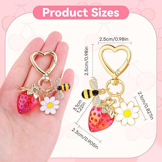 1pcs Cute Strawberry,daisy,bee,-shaped Metal ,perfect for Bag Accessory,keychains and Gifts for Familes and Lovers Bag Charm
