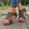 Women's Summer High-Heel Thick-Soled Wedge Roman Slide Sandals, Fashionable Outdoor Casual Footwear, Available In Large Sizes.