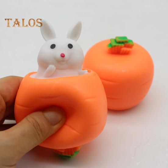 4Pcs Popping Rabbit Carrot Squeeze Toy Anxiety Stress Relief Bunny Radish Sensory Pinch Toy Kids Adults Vegetable Animal Fidget Toy