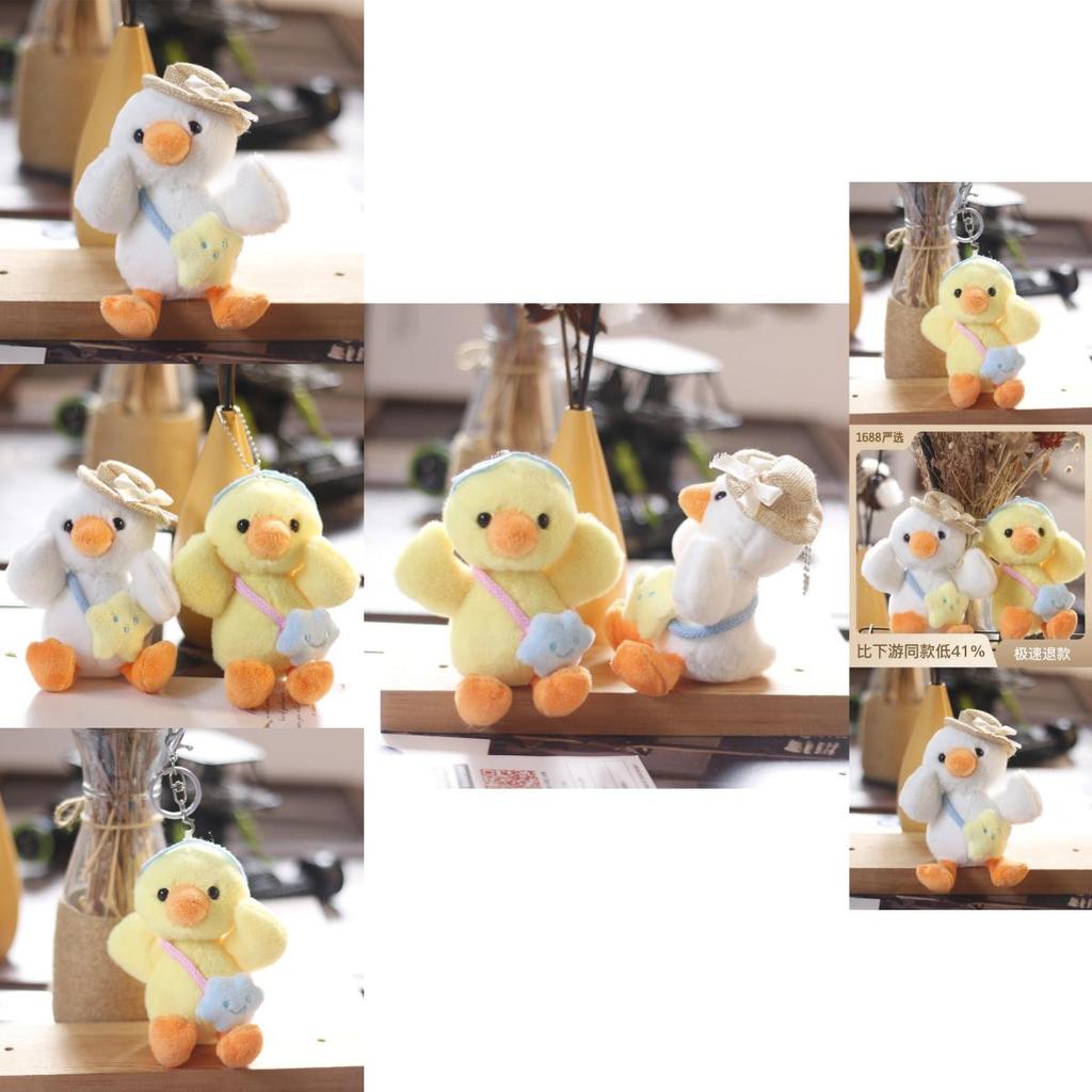 Cute Mini Plush Duck Keychain Soft Stuffed Animal Toy White And Yellow Colors