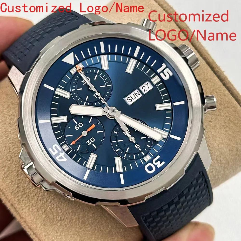 A11 Store Customized Watch Men Chronograph Watch Aquatimer Watches Multifunctional Stainless Steel Black Blue Rubber