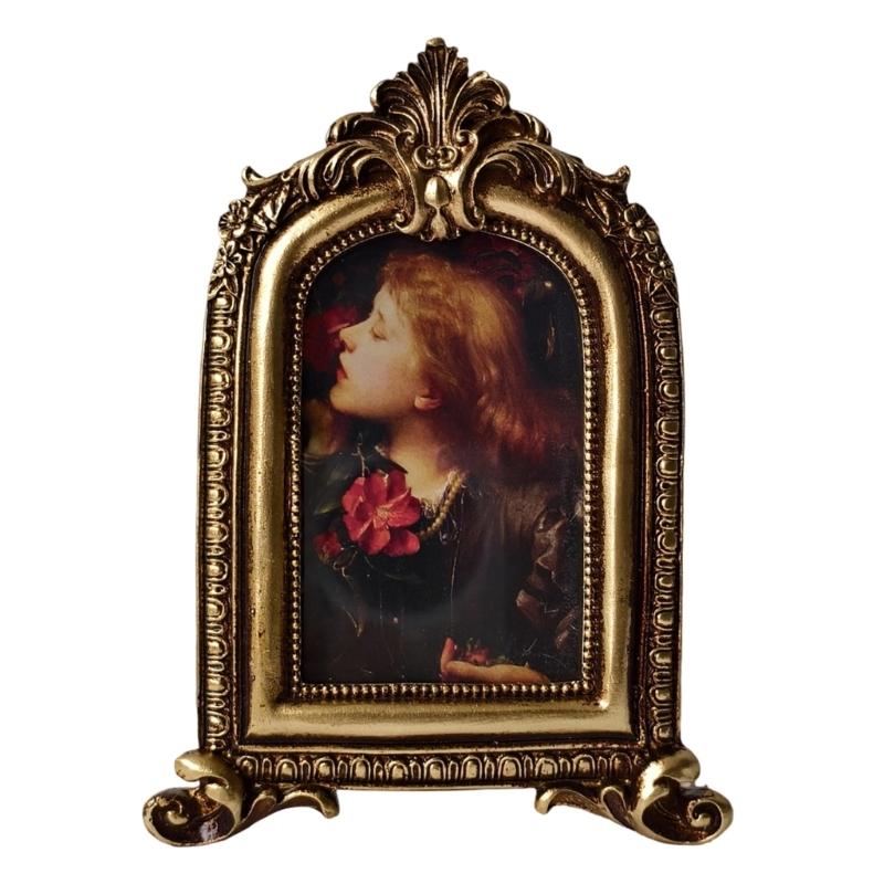 Marco de Fotos Ovalado Antiguo Ornamentado para Mesa o Pared, Marco de Fotos Retro, Marco de Fotos Decorativo Decoración del Hogar