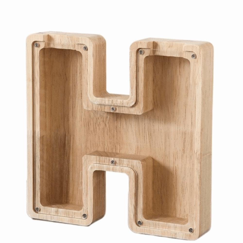 Clear Acrylic Wooden Letter Piggy Bank 26 Letter Children's Toy Storage Box Coin Storage Case Gift