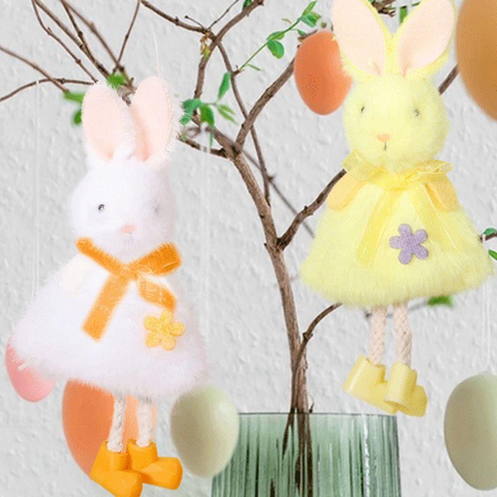 Plush Rabbit Doll Pendant Cute Happy Easter Decoration Easter Long Legs Bunny Doll Children Gift