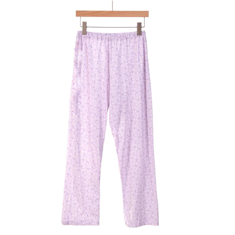 Women's Pure Cotton Knit Pajama Pants - Spring/Summer, Loose Fit, Plus Size, Elastic Waist, Mosquito-Proof
