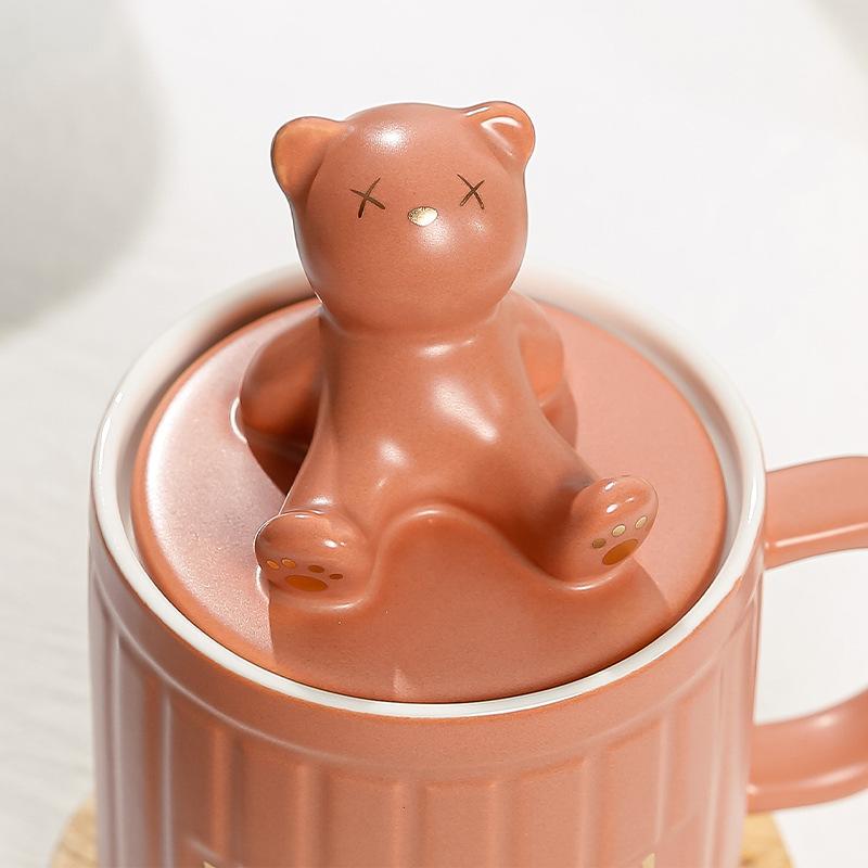 High-Value Wind Ceramic Cup With Lid Household Couple Coffee Cup Creative Souvenir Water Cup
