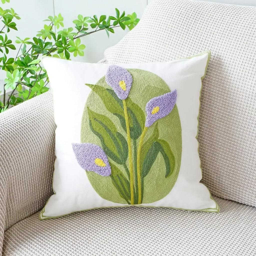 45x45cm Pillowcase Embroidery Flowers Pillow Cover Flower Decorative Pillows Throw Pillow Cases Sofa Living Room Home Decor