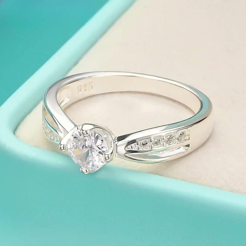 925 Sterling Silver Dazzling Zircon 7-10# Ring for Women Wedding Party Fashion Charm Jewelry