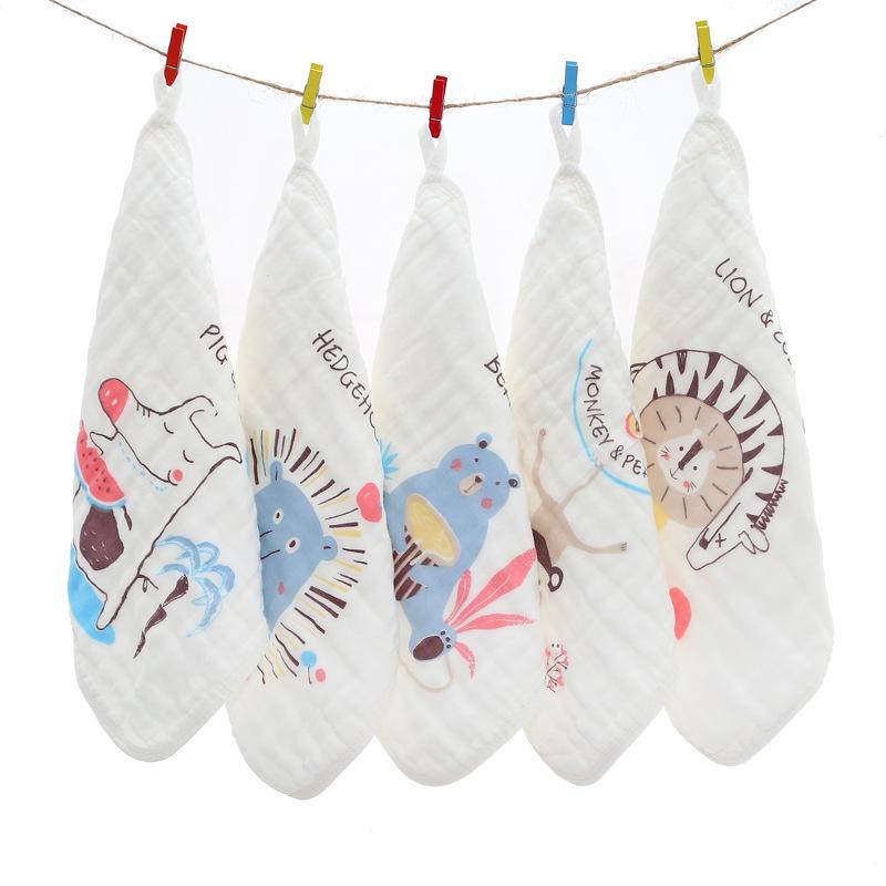 

5 шт., хлопковое квадратное полотенце, детское слюнявое полотенце, детское шестислойное плиссированное полотенце высокой плотности, маленькое полотенце с вышивкой 30x30cm