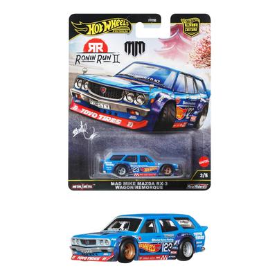 Hot Wheels Car Culture Ronin Run II Mad Mike Mazda Vehicle Toy Miniature Car Ages Blue JBK50 RX-3 Wagon/Rumork 3+