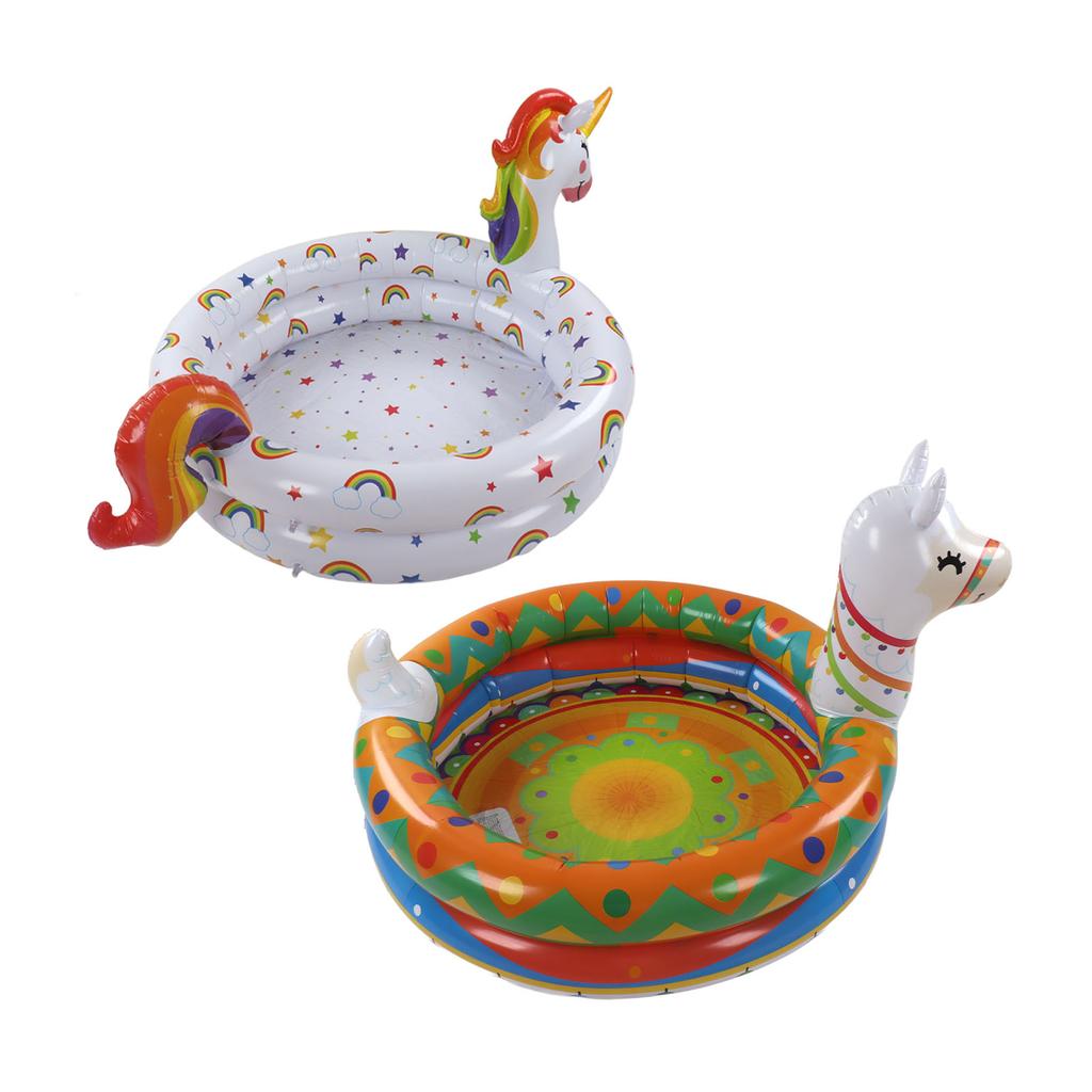 2PCS Kids Inflatable Pool PVC Foldable Portable Mini Swimming Pool Cute Animal Shape Blow Up Baby