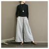 2023 Retro Cotton Linen Striped Wide-Leg Women's Slimming Cropped Pants - Japanese Style Summer Casual Wear