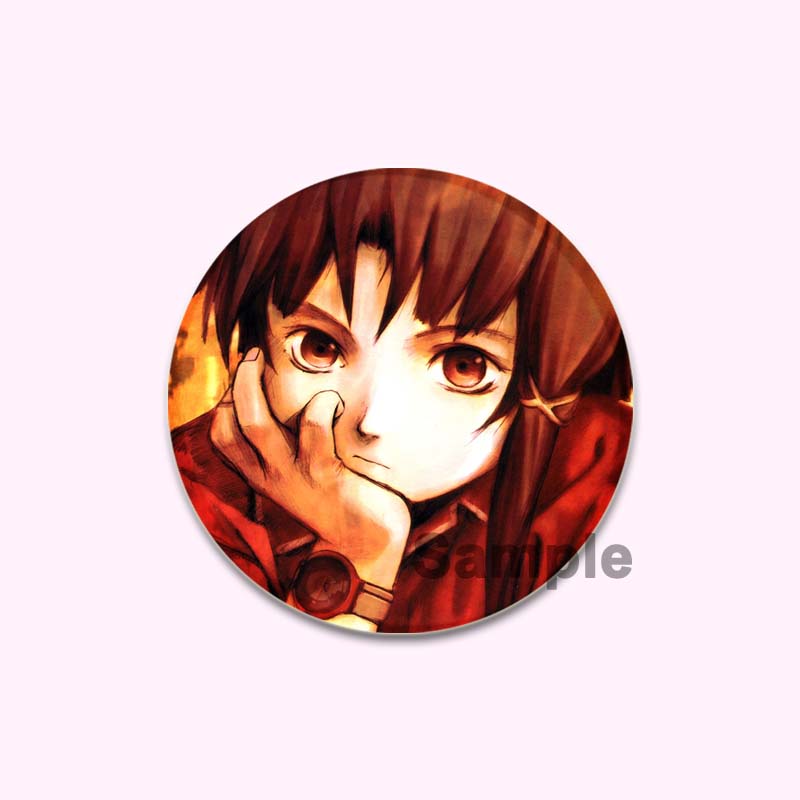 Anime Serial Experiments Lain 32/44/58mm Simple Button Pin Snap In Design Cartoon Brooches Daily Stylish Ornament Handmade Badge