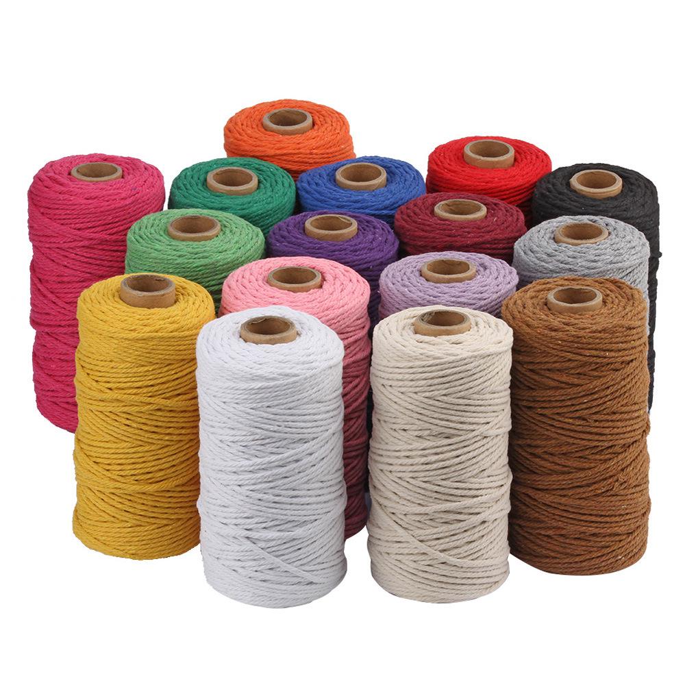 3mm Single-Color Cotton Rope for DIY Weaving - 2mm Thick Tapestry and Binding Thread