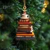 Christmas Tree Pendant Acrylic Tree Shape Book Cucumber Ornament Xmas Tree Hanging Decoration for Indoor Outdoor Winter Decor