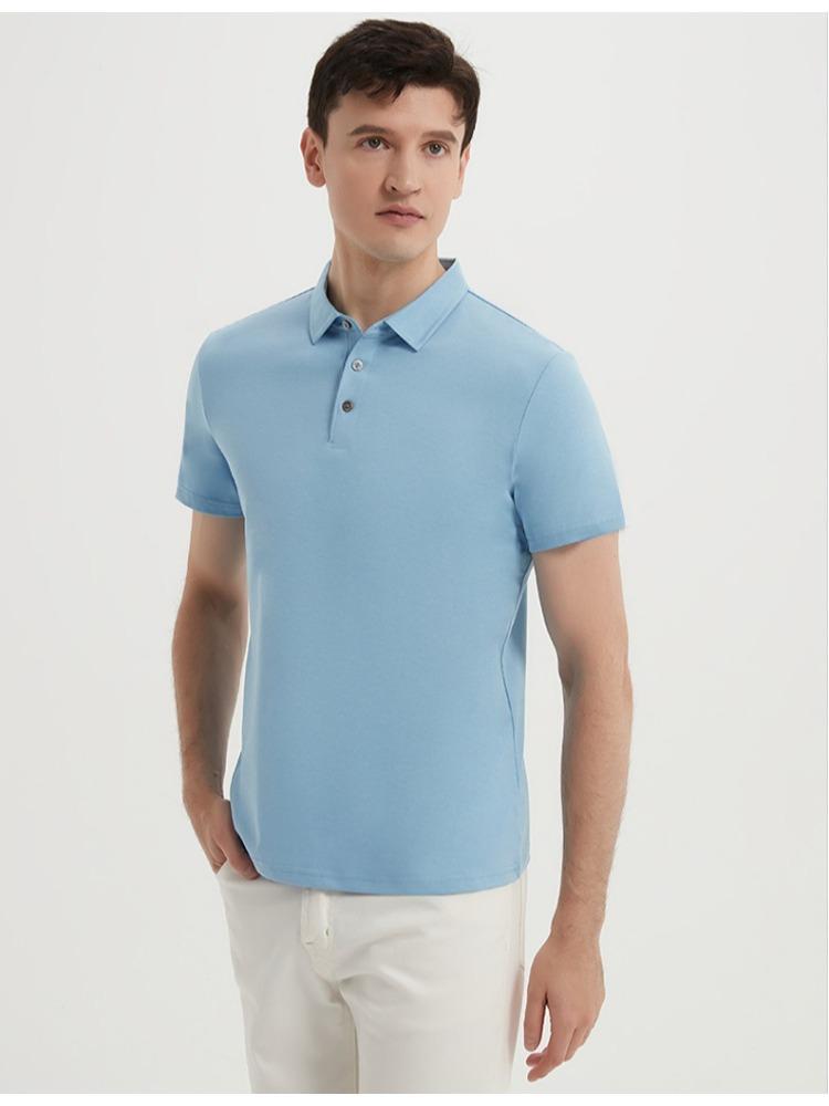 120-count Double-sided Mercerized Cotton Short-sleeve Wrinkle-free Long-staple Cotton T-shirt Heat-pressed Seamless Collar for Men Minimalist Tops