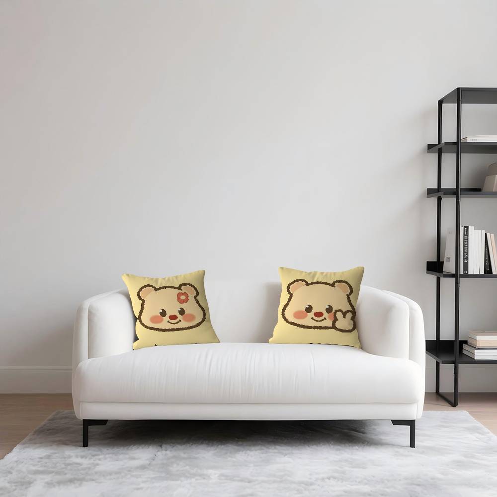 CUTE Butter Bear Pillowcase Toon Gift Cushion Cover Bedroom Home Sofa Chair Seat Decor Pillow Case