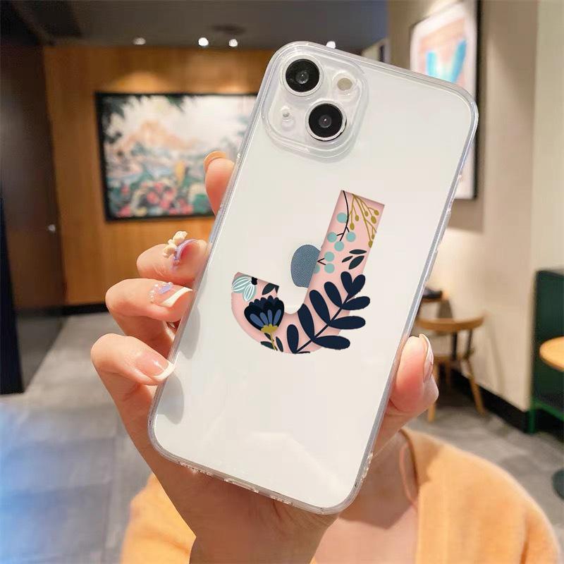 Fashion Letter Flowers Art Luxury Transparent Soft Phone Case For iPhone 15 14 13 12 11 Pro Max XS X XR 7 8 Plus Cover Fundas