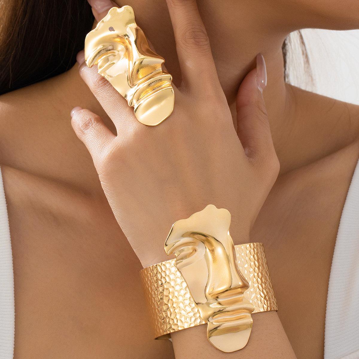 

Модный комплект ювелирных изделий браслет кольцо для женщин дамы золотой