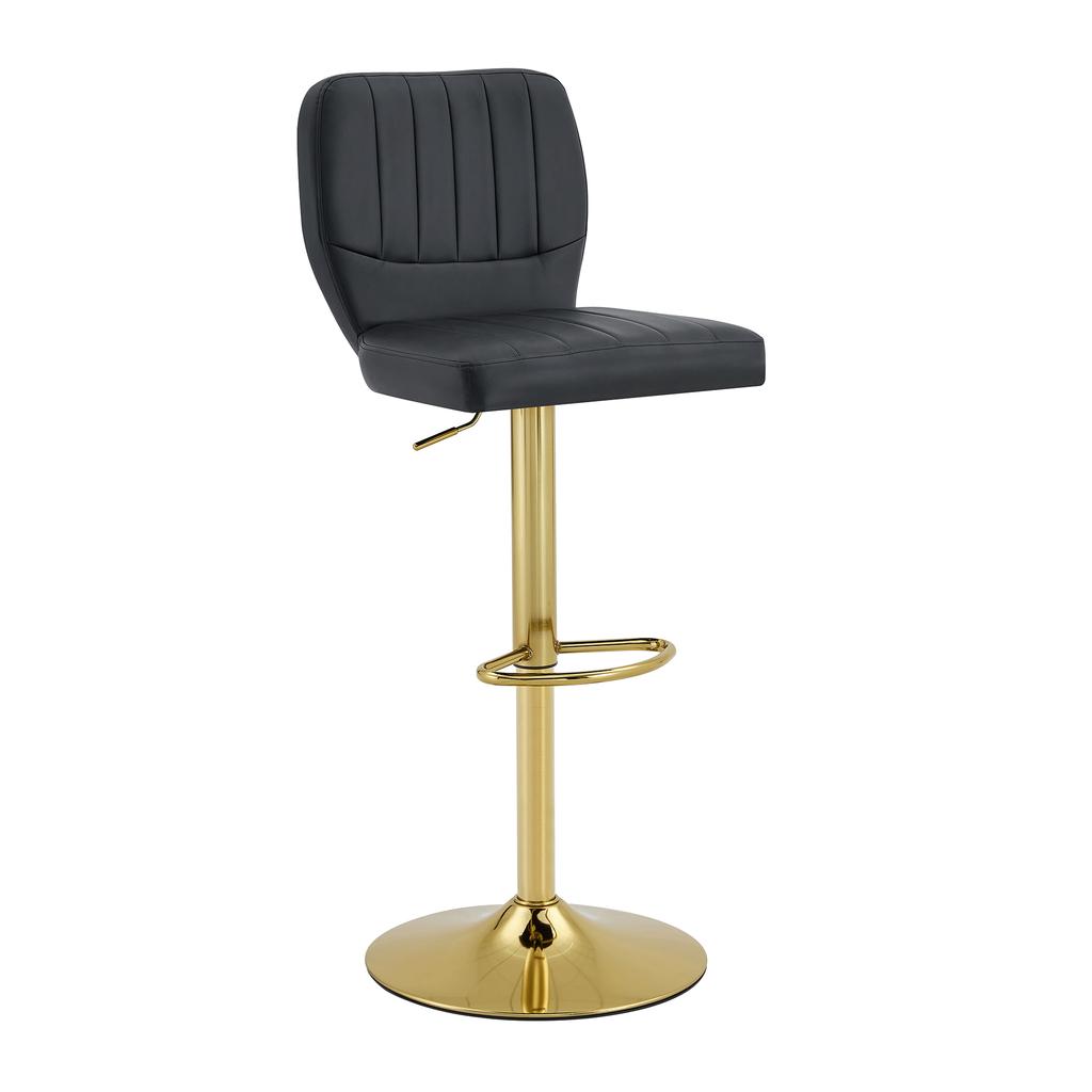 Bar Stool Height-Adjustable 62-83cm, 360 degrees Swivel Chair with Backrest & Footrest, Ergonomic Kitchen, Black Faux Leather, 136kg