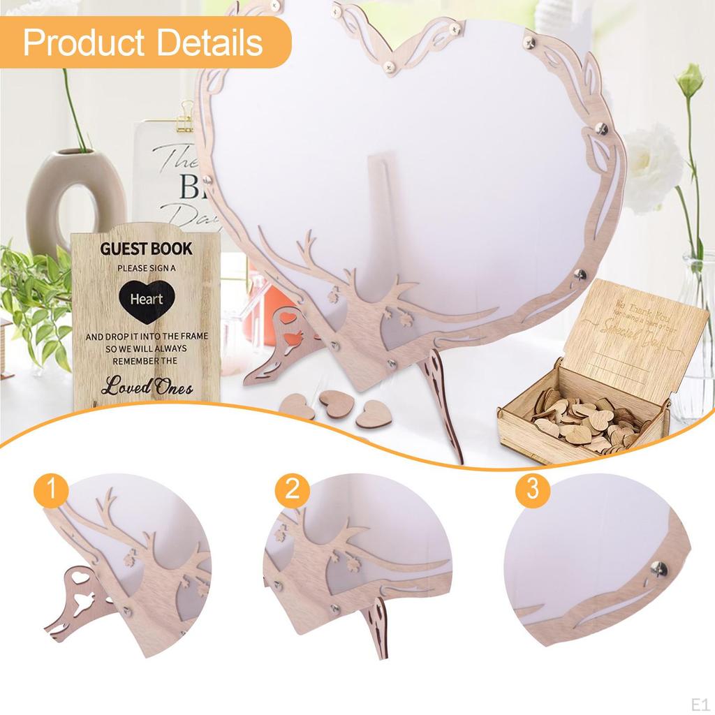 Hochzeitsgästebuch Einwurfbox Register Geschenk Dekoration Herzrahmen mit Schild für Zeremonie Party